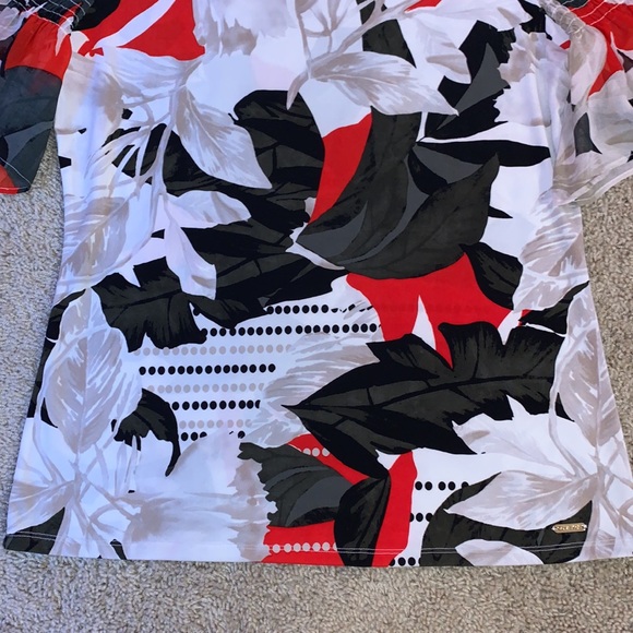 Women’s Calvin Klein Black White and Red Floral Blouse - Picture 2 of 8